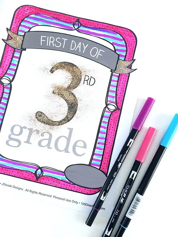 personalize your own printable school sign for first day of school