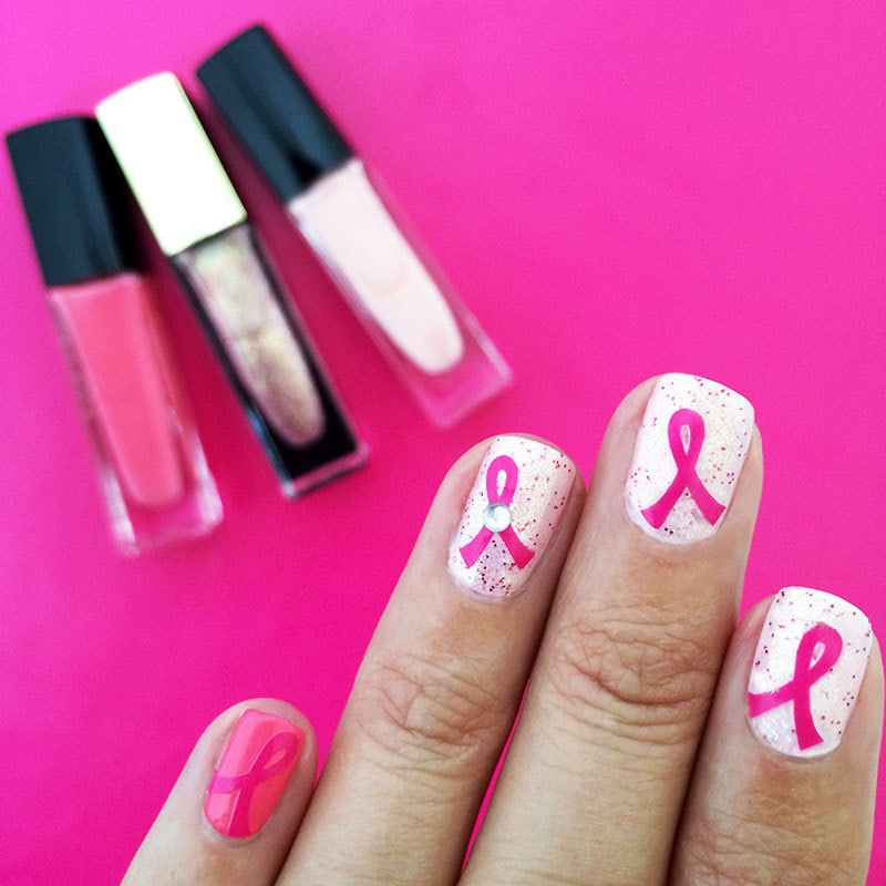 Pink Ribbon Nail Art