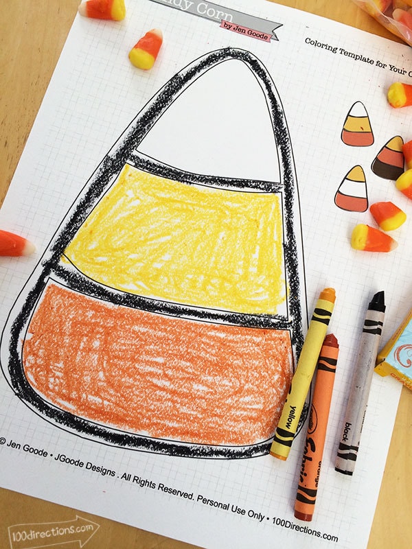 Candy Corn Coloring Page