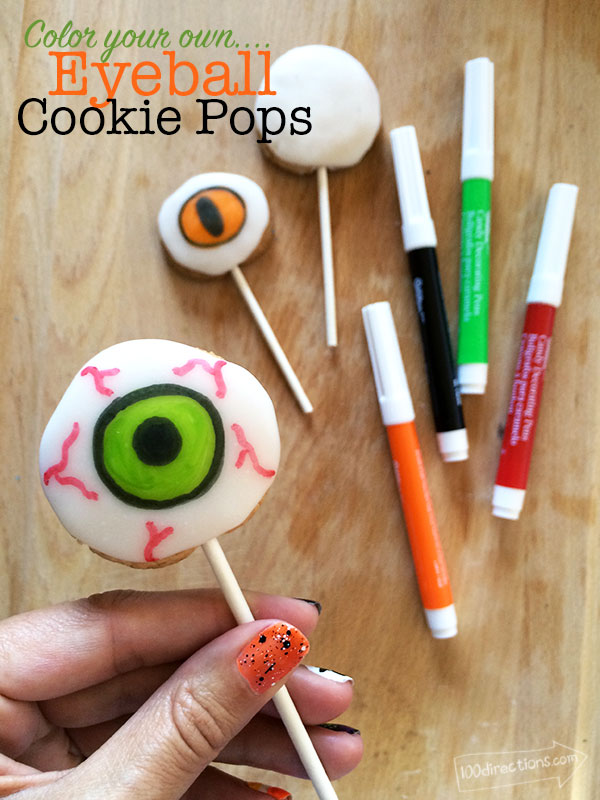 Eyeball Cookie Pops - coloring food craft