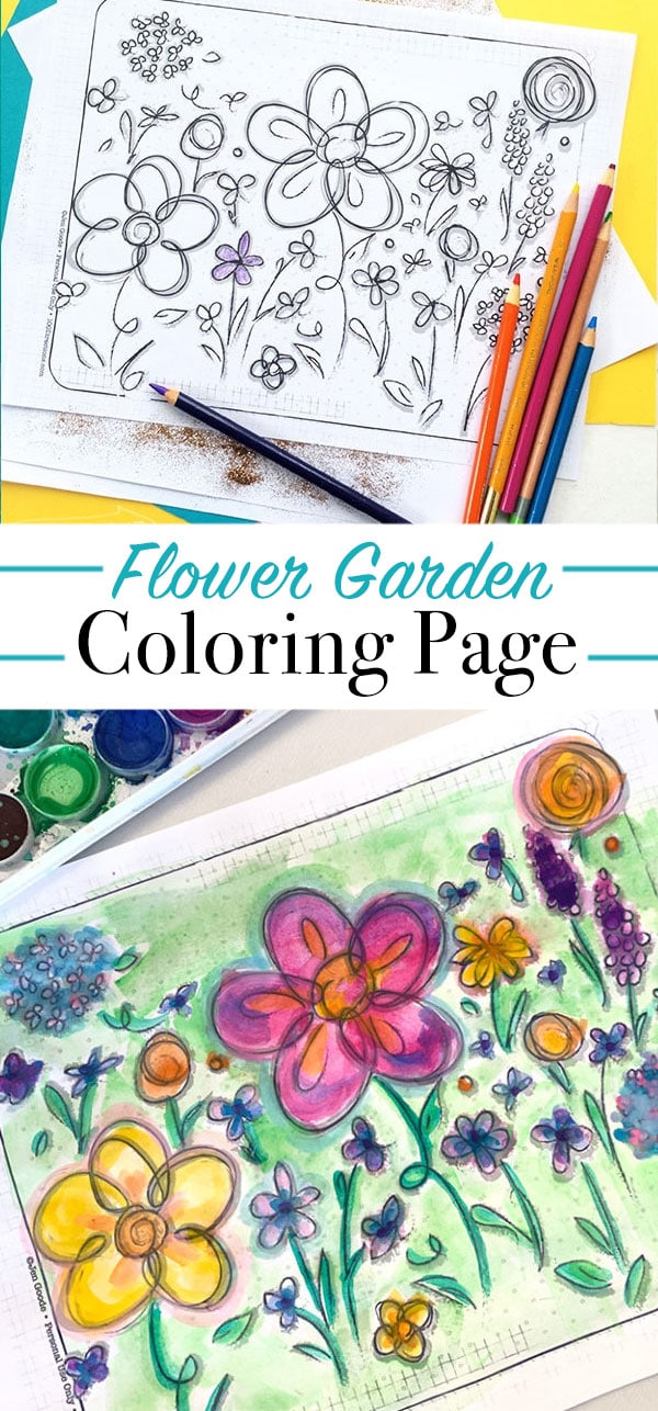 flower garden coloring page by Jen Goode