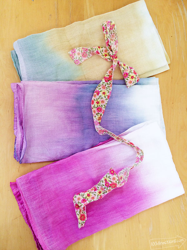 Pretty hand-dyed tea towels