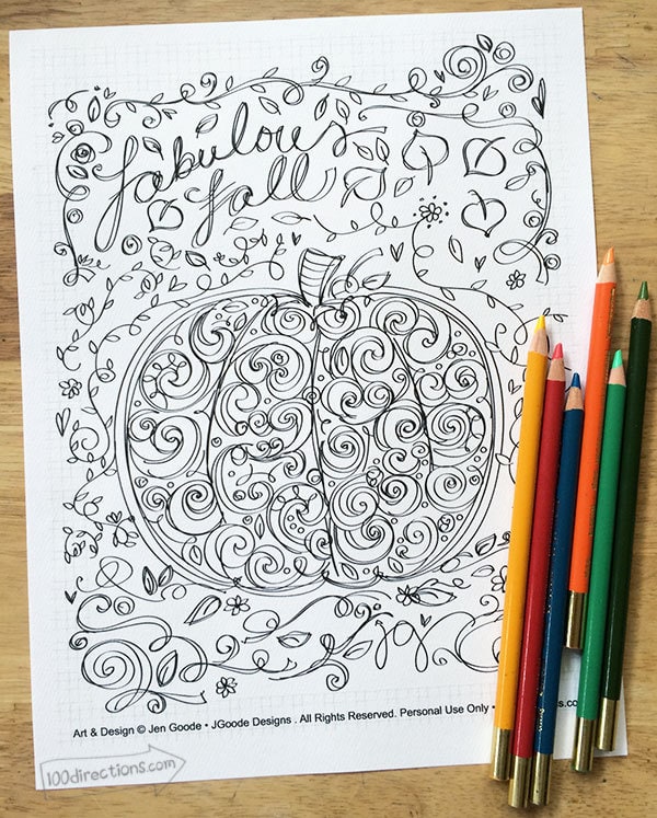 Free pumpkin coloring page for fall