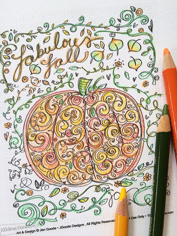 Pumpkin Coloring Page by Jen Goode