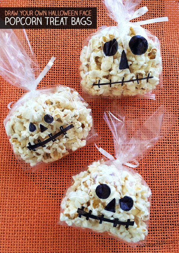 Doodle face popcorn bag treats