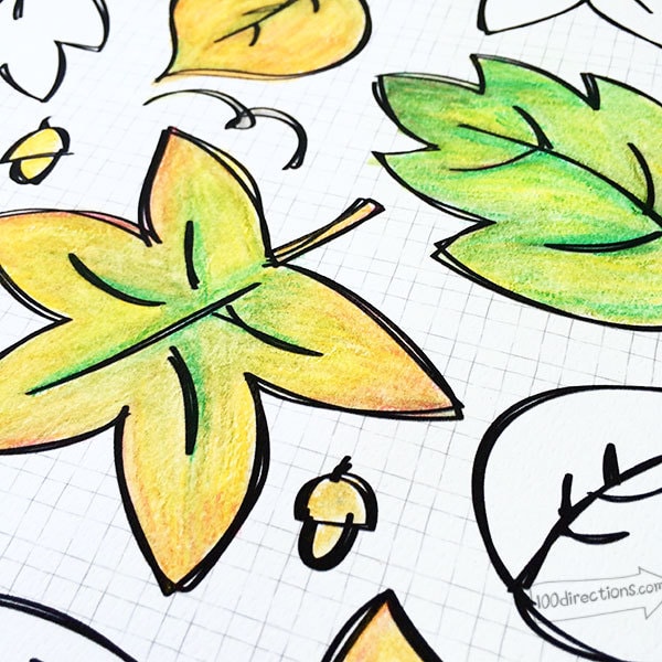 Leaf coloring page by Jen Goode