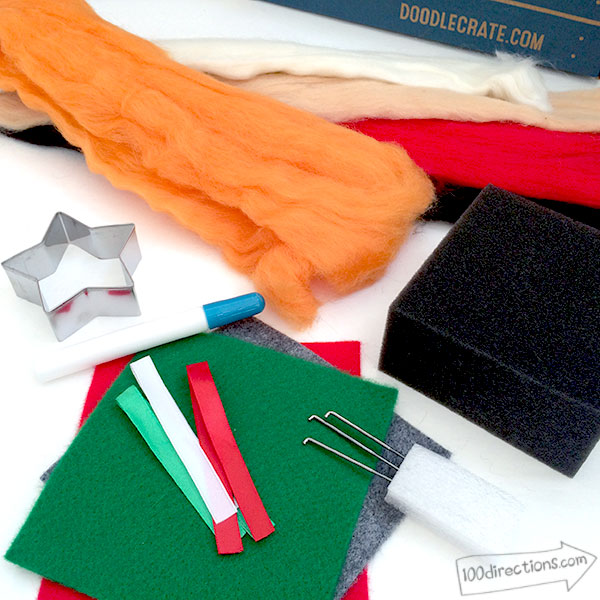 Needle felting supplies to make felted ornaments