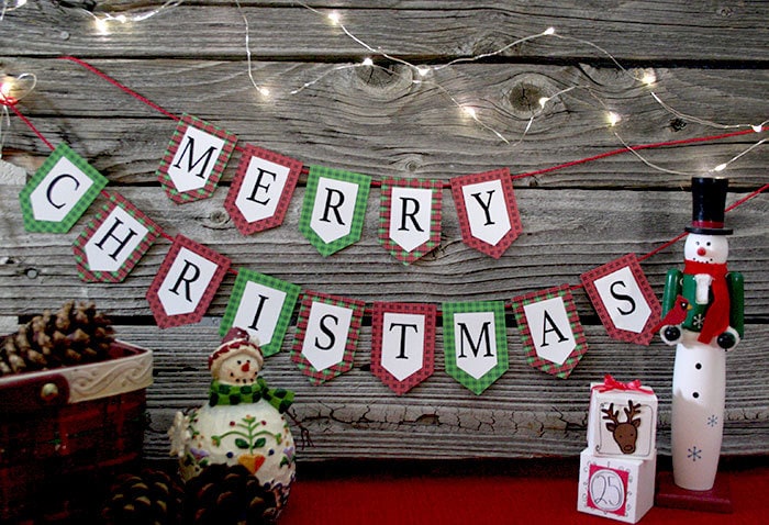 mini Merry Christmas Plaid banner