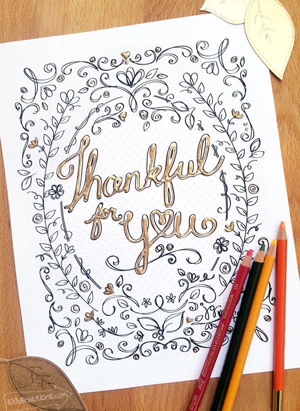 Thankful for YOU coloring page by Jen Goode