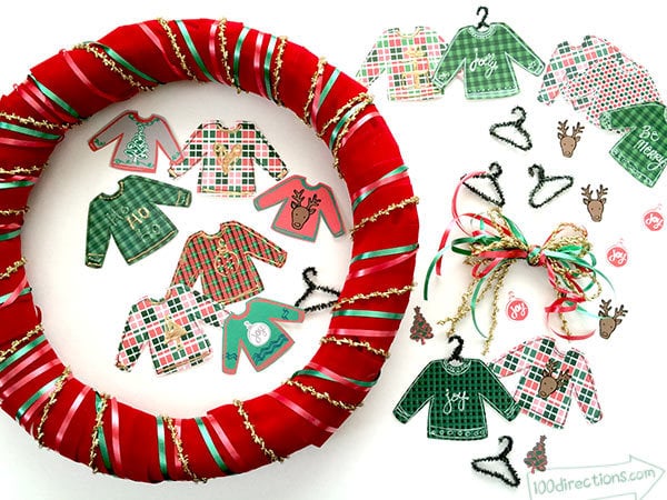 Ugly Sweater Wreath DIY materials - designed by Jen Goode