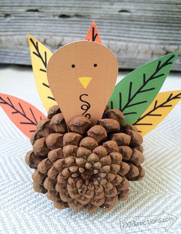 Pinecone Turkey Craft and Free Printable - 100 Directions