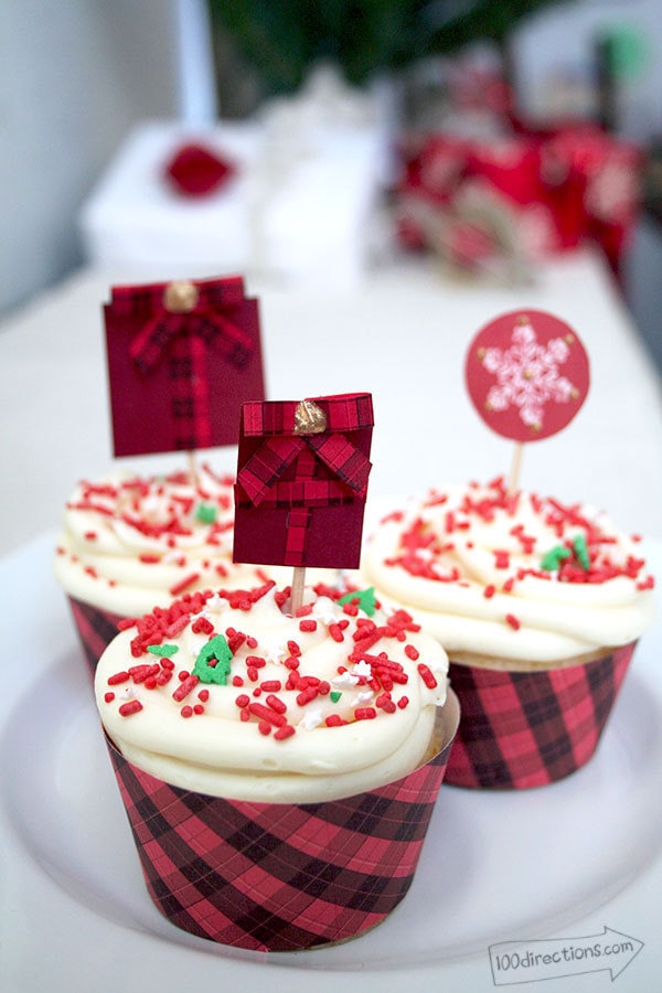 Red Plaid Cupcake Decor Set designed by Jen Goode