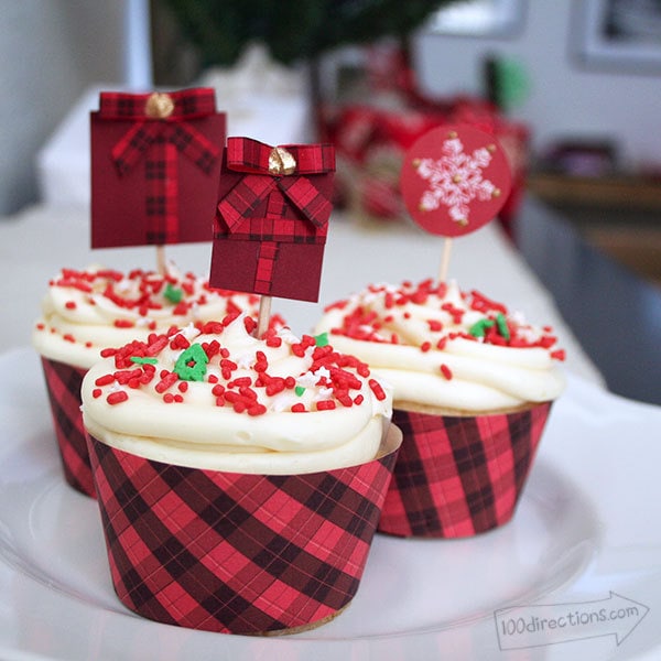 Red Plaid Cupcake Decor Set designed by Jen Goode