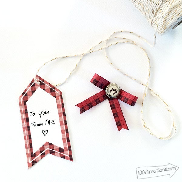 Plaid tag and ribbon DIY