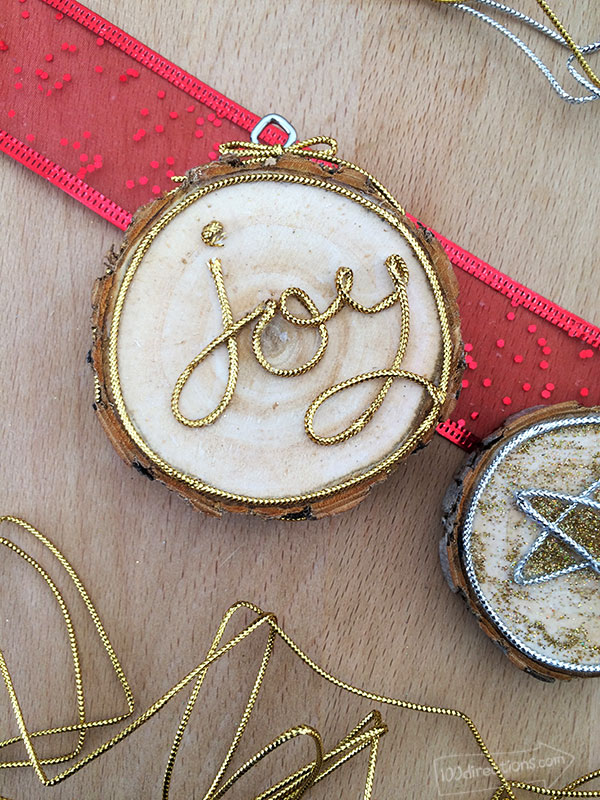 DIY Gold Accent Wood Slice Ornaments