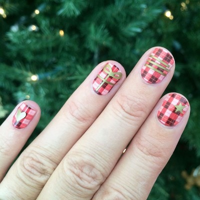 Plaid Christmas Nail Art designed by Jen Goode and made with Cricut