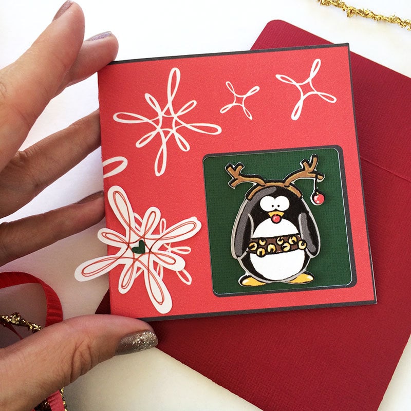 Mini Penguin Card made with Cricut designed by Jen Goode