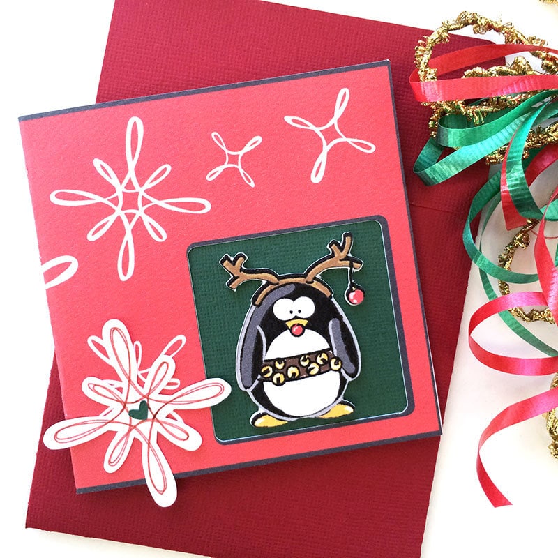 Penguin Card made with Cricut designed by Jen Goode