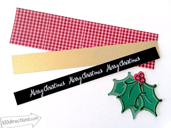 Cut napkin ring pieces for Christmas place setting