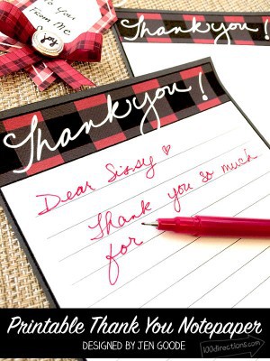 Buffalo Check Plaid Printable Thank You Notes - 100 Directions