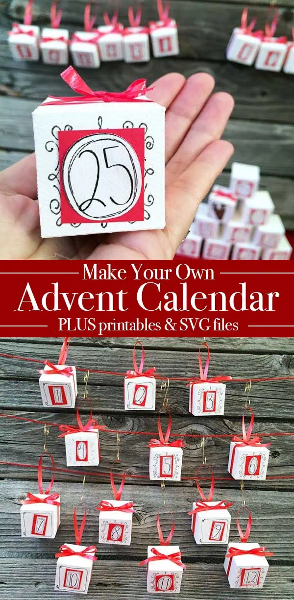 Make your own cut box advent calendar with printables and SVG cut files.