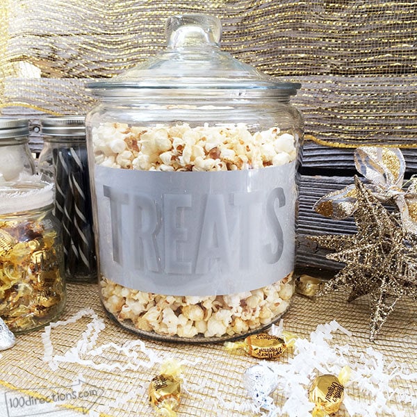 Glass Etched Treats jar