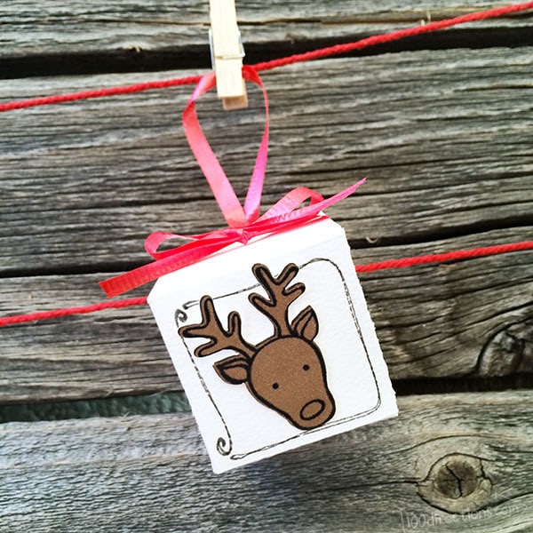 Little Reindeer art on a tiny gift box - designed by Jen Goode