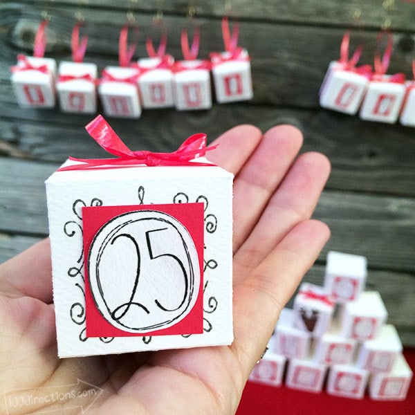 Make an advent calendar with printable mini gift boxes