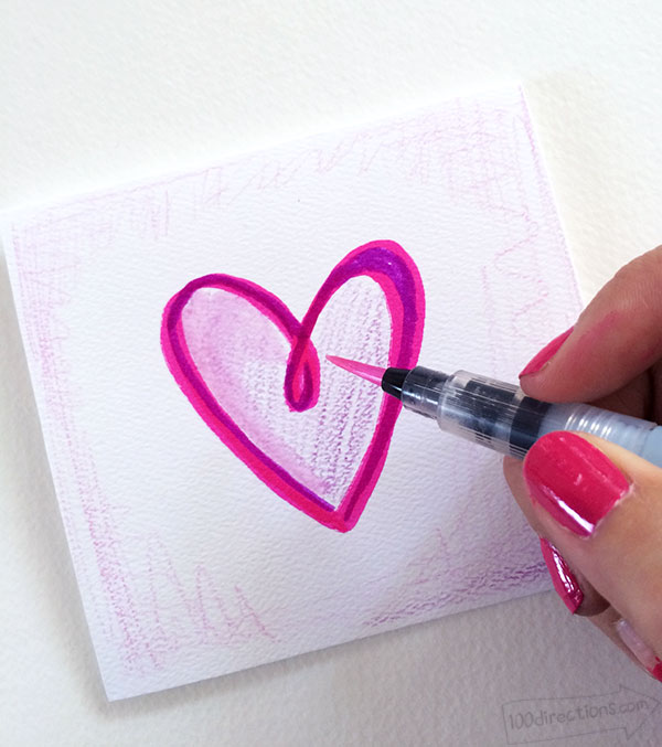 Blend color using a paint brush or water pen