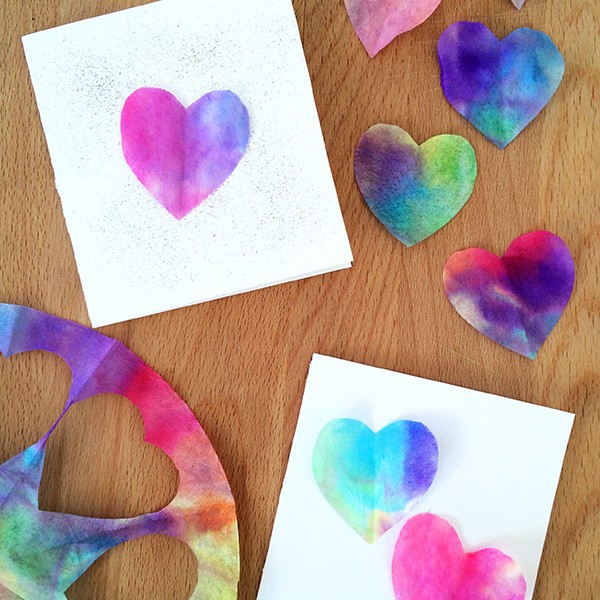 Easy Valentines Crafts - Watercolor Heart Cards - 100 Directions