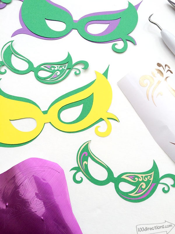 Materials to make your own mardi gras mask decor