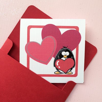 Cute Penguin Valentine's Day Card designed by Jen Goode - Create with your Cricut Explore