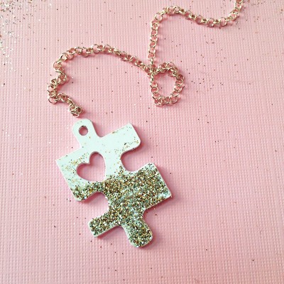 Puzzle Piece Necklace designed by Jen Goode - made with Cricut