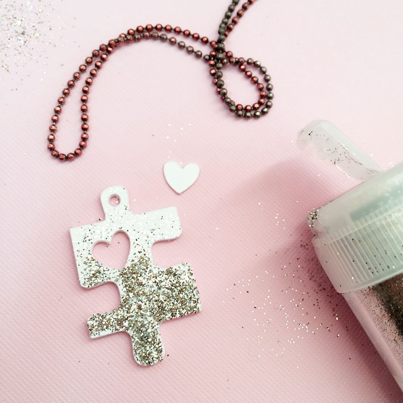 Add sparkle to your DIY Puzzle Piece Necklace