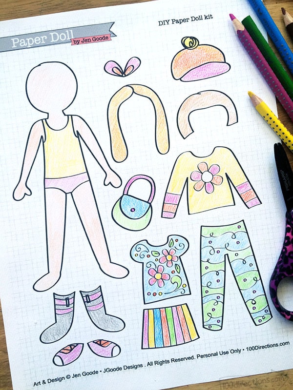 Color your own paper doll set by Jen Goode