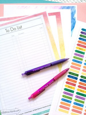 Printable Planner To-Do List Set - 100 Directions