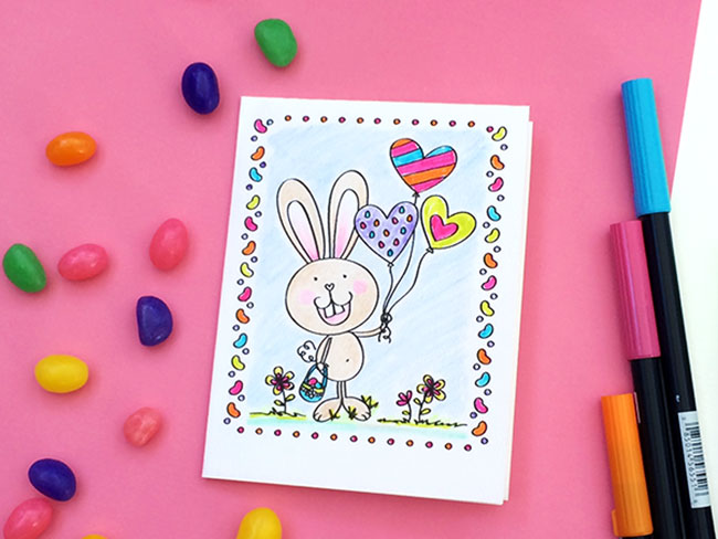 Easter Card Coloring Page - 100 Directions