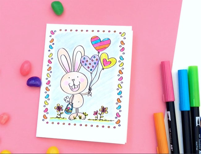 Easter Bunny Coloring Card