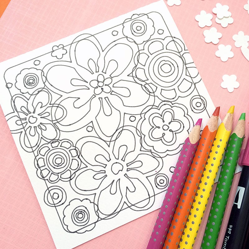 Use colored pencils and Tombow markers to color your coloring page