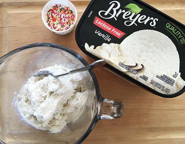 Breyers lactose free ice cream and sprinkles
