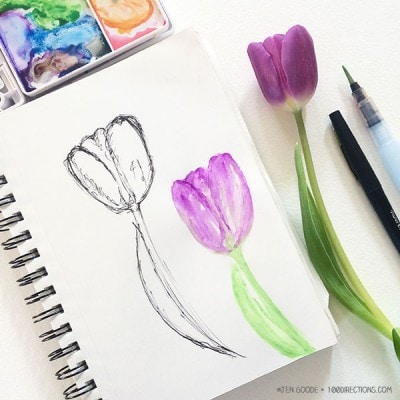 Paint Practice - purple tulips