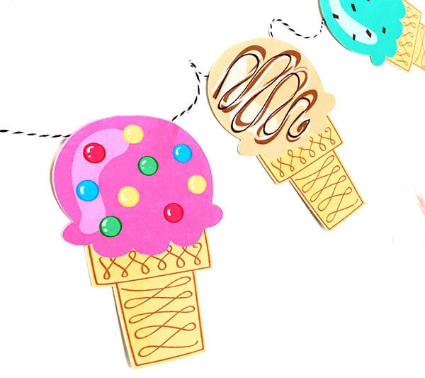 Make an ice cream party bunting with your Cricut designed by Jen Goode