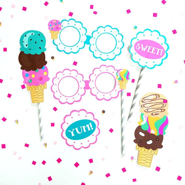 Make ice cream party photo props with your Cricut - designed by Jen Goode