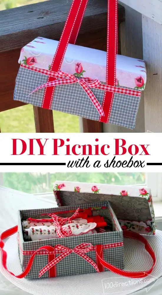 DIY Picnic basket with a shoebox - full tutorial and easy instructions