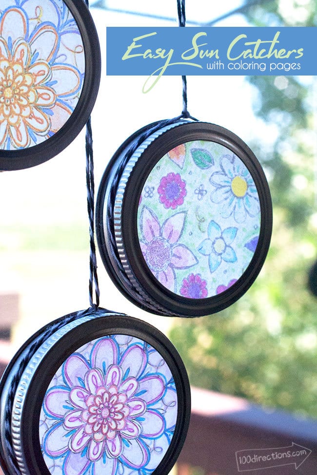 Easy Sun Catchers with Coloring Pages