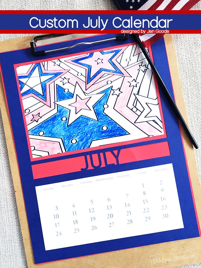 July calendar SVG designed by Jen Goode