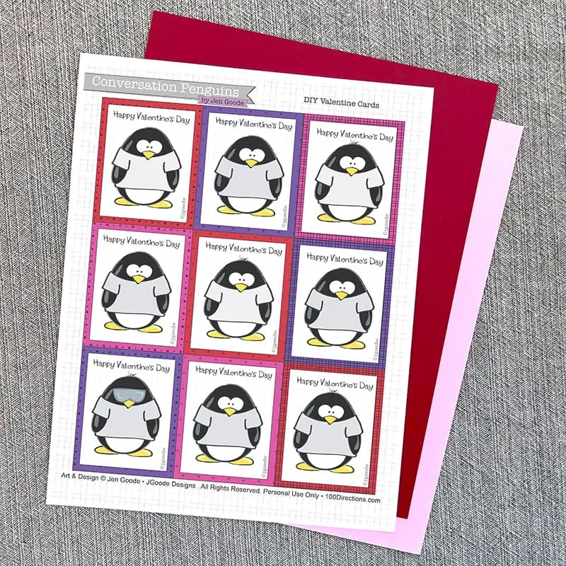 penguin Valentines - blank shirts - designed by Jen Goode