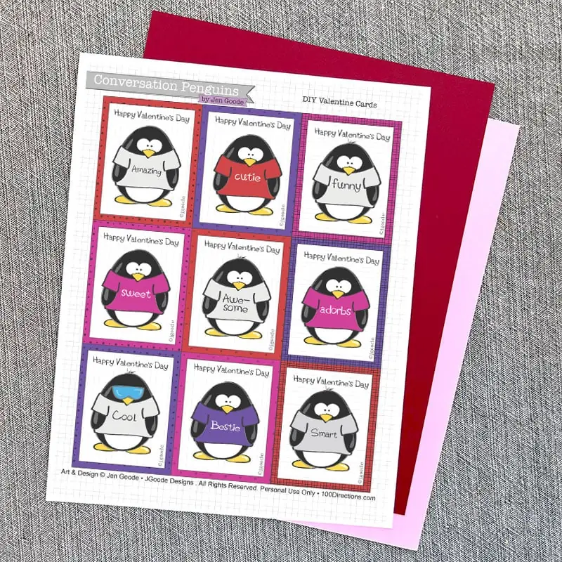 penguin Valentines - - designed by Jen Goode