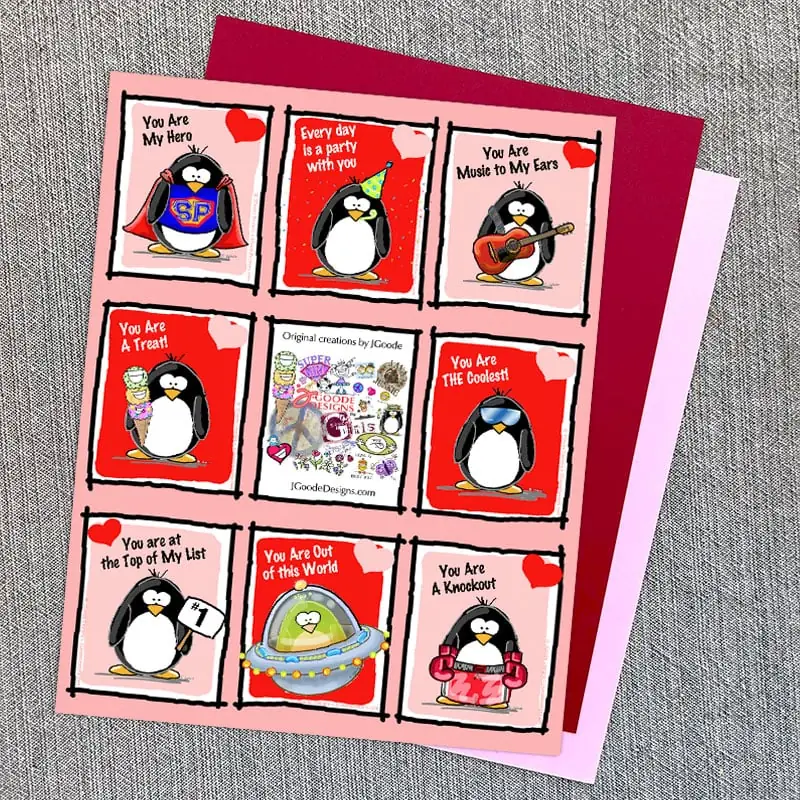 penguin Valentines - 2 sides - designed by Jen Goode