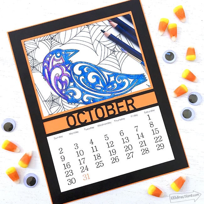 October Calendar SVG 100 Directions